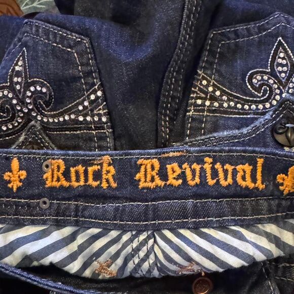 Rock Revival Women’s Size 28 Sora Bootcut Jeans Dark Wash Embellished Flap Pocke - Picture 6 of 7